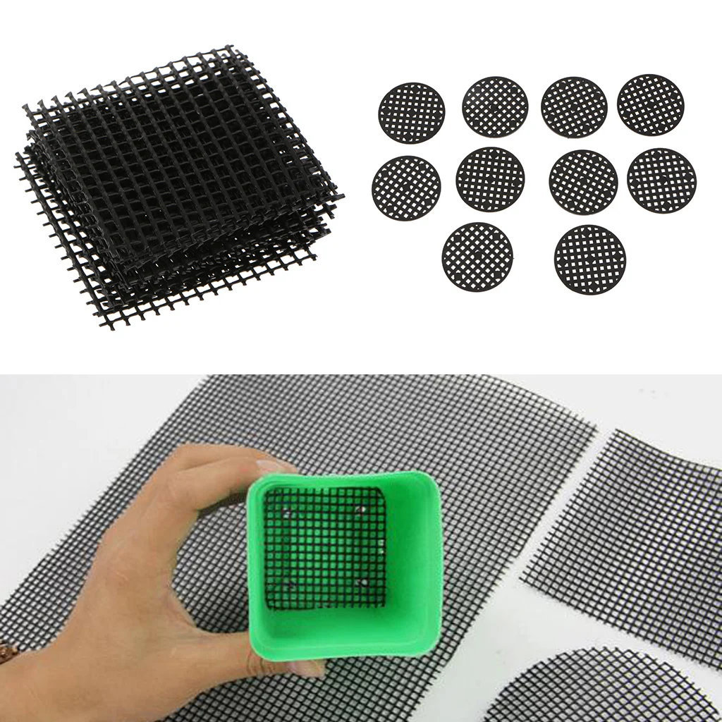 20Pcs Flowerpot Bottom Net Bonsai Mesh Sheet Plastic Drainage Net 4.5& 5cm