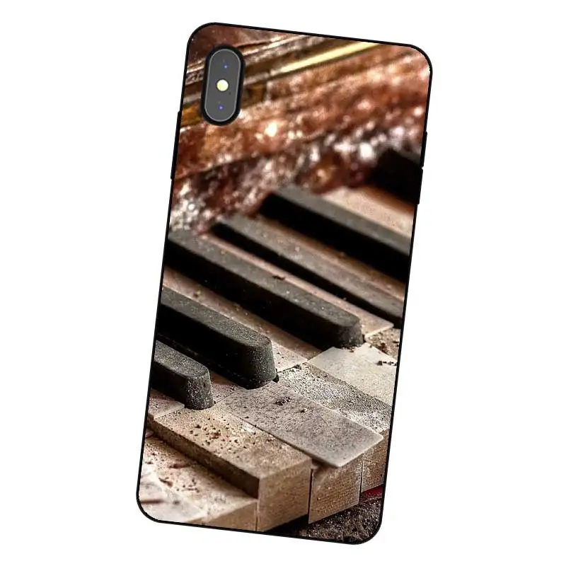 P165 Piano Guitar Black Silicone Case Cover For Apple iPhone 11 Pro XR XS Max X 8 7 6 6S Plus 5 5S SE |