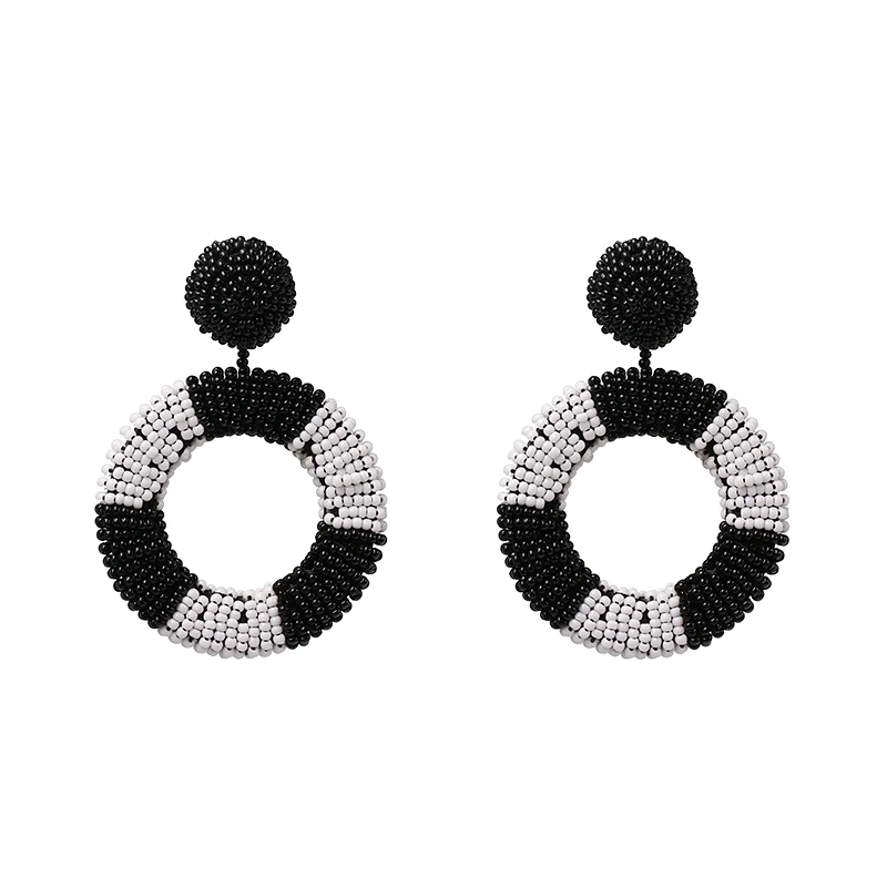 Женские серьги-подвески с бусинами разноцветные из смолы в стиле бохо 2019 |