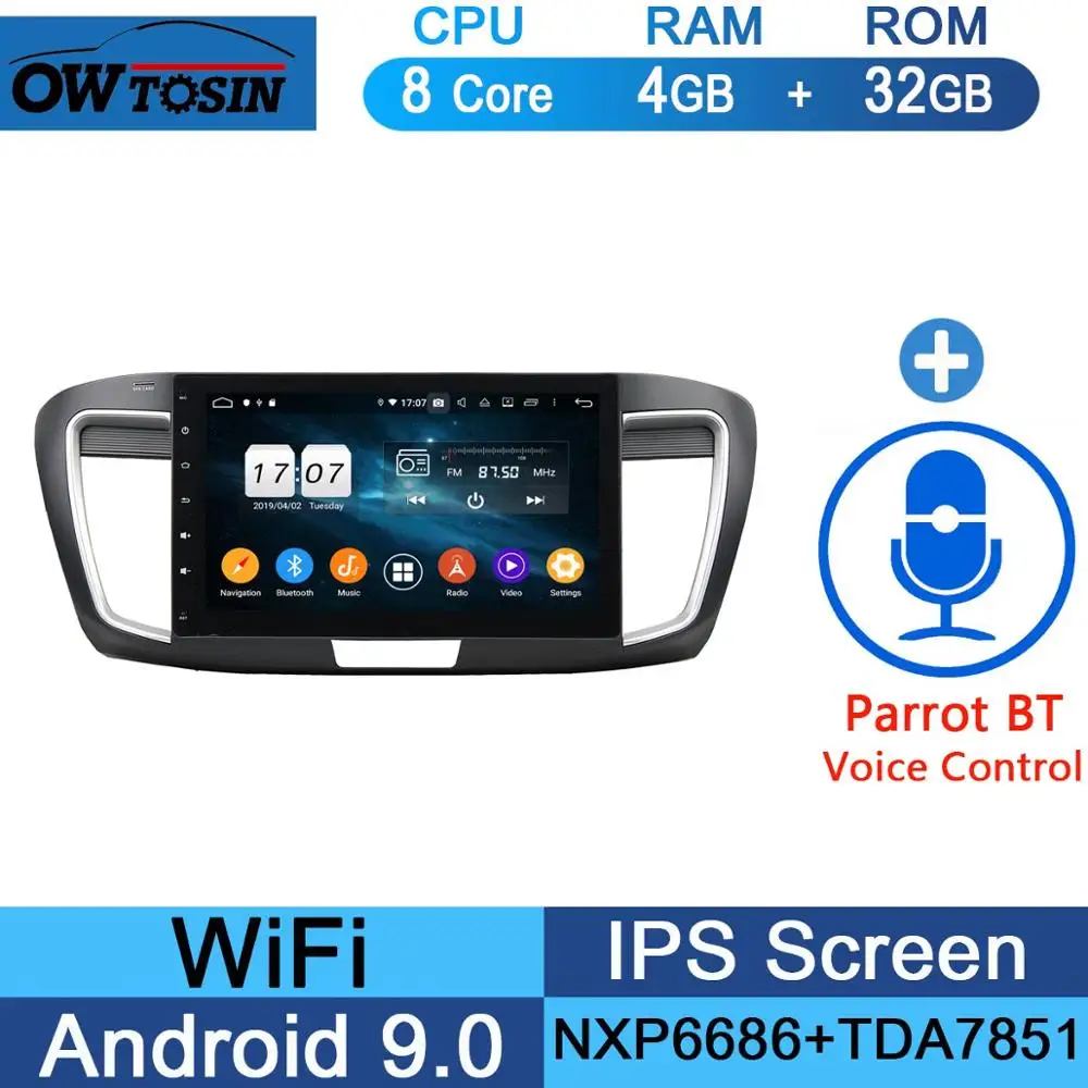 Ips Android 9,0 8 ядерный 4 Гб ram+ 64 ГБ rom Автомобильный DVD радио плеер gps для Honda Accord 9 низкий уровень DSP CarPlay Parrot BT - Цвет: 32G Parrot BT