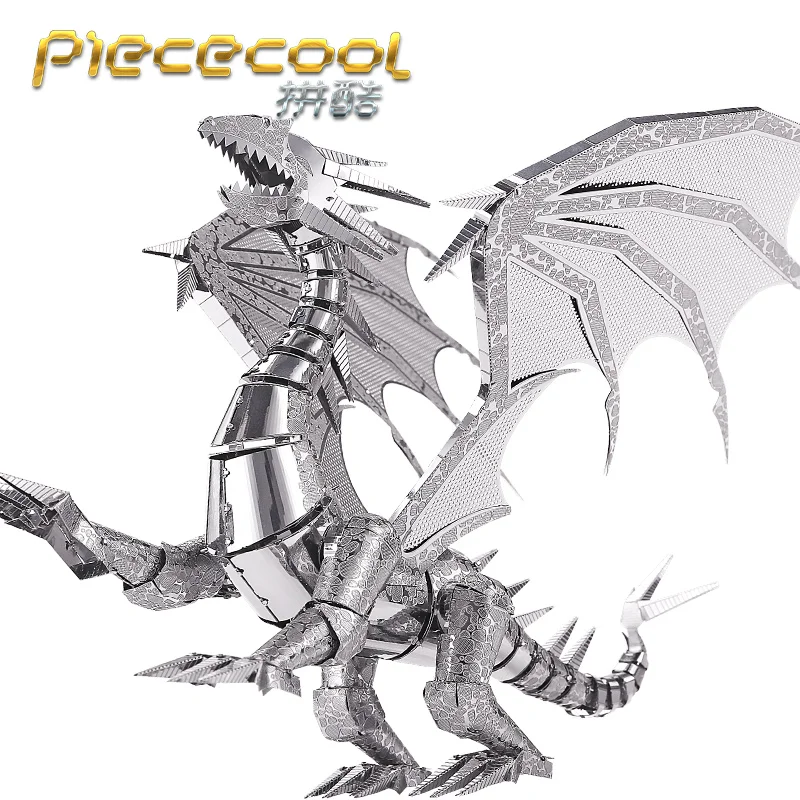Piececool новейшие 3D металлические Пазлы дракона пламени красного и серебряного