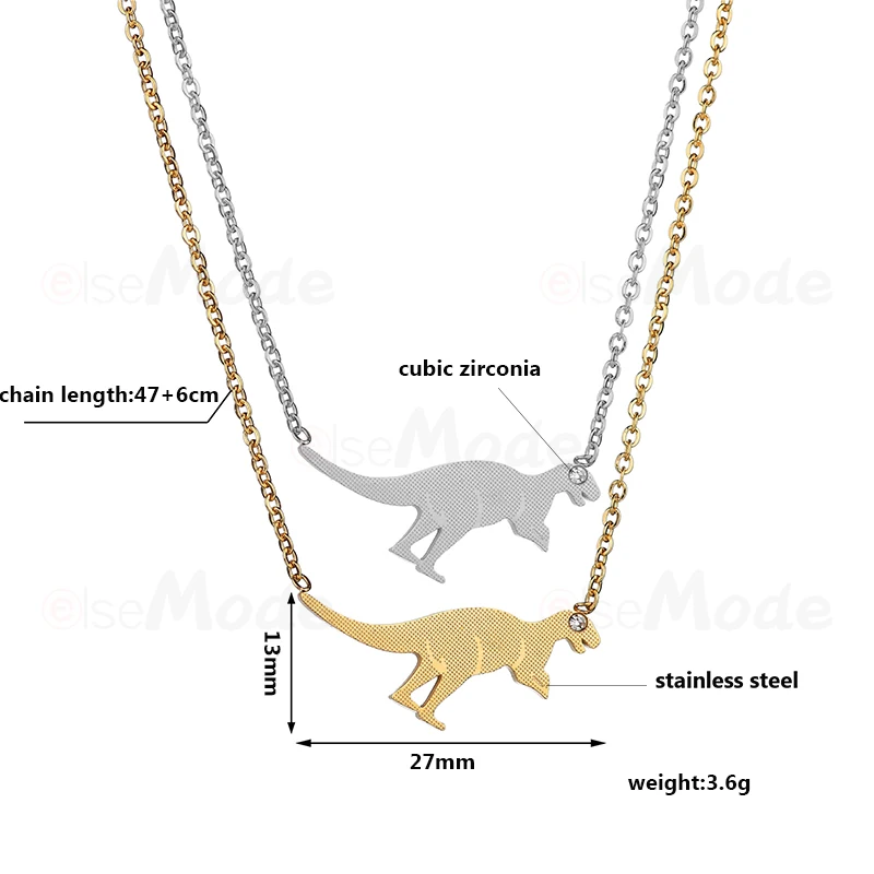 Женское Ожерелье с динозавром из нержавеющей стали ELSEMODE золотое ожерелье