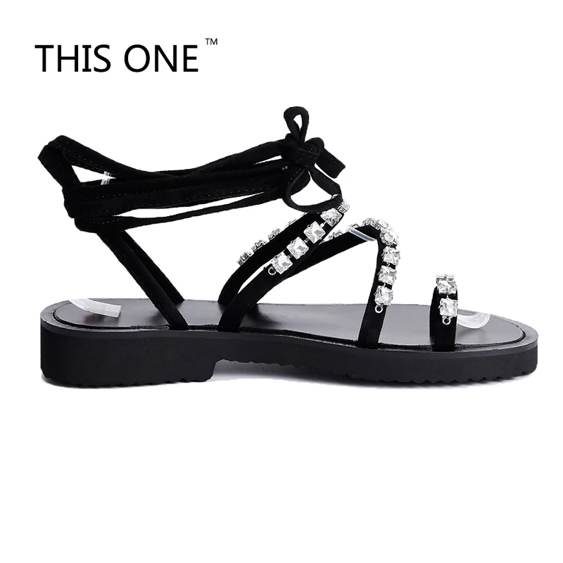 Сандалии женские на плоской подошве дизайнерские шлепанцы с кристаллами