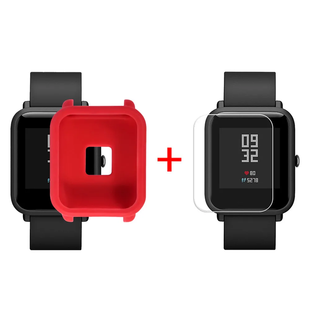 Стильный мягкий чехол из ТПУ + Защитная пленка для экрана Amazfit Huami Bip Younth Watch с