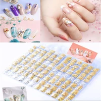new 6 gridpack diy mixed nail art metal frame hollow gold silver rivet decorations triangle shell nail studs slider manicure