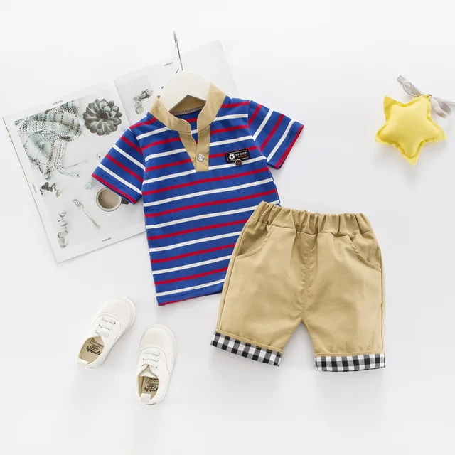 Striped Baby Boy Clothes Summer Newborn Set 2pcs Cotton Girl Clothing Suit Shirt+Pants Infant | Детская одежда и обувь