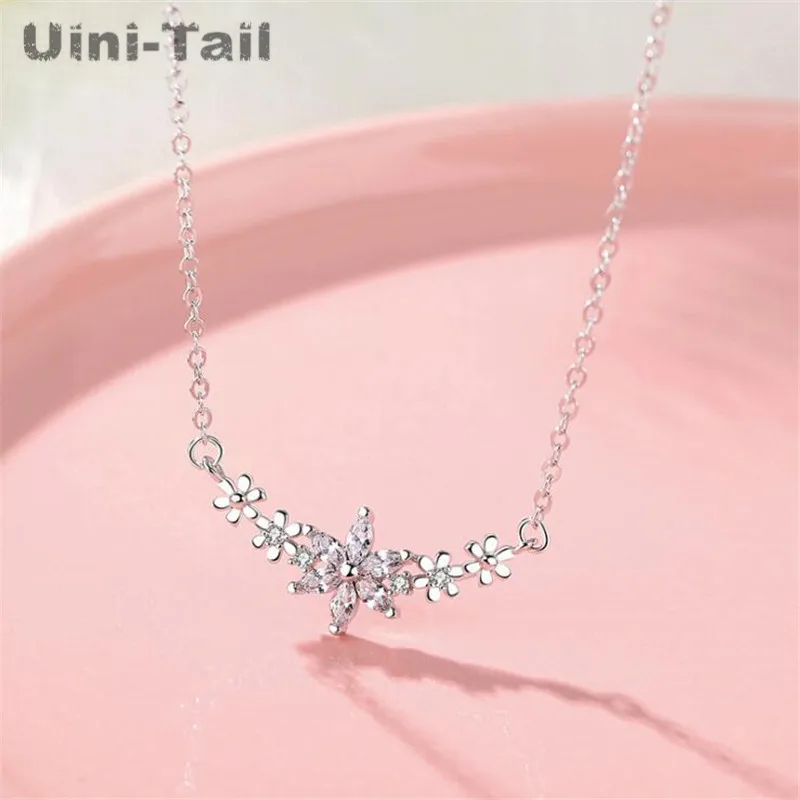 

Uini-Tail, хит, новинка, серебро 925 пробы, литературный цветок, кулон, микро-инкрустированное ожерелье, корейский темперамент, мода, поток ED053