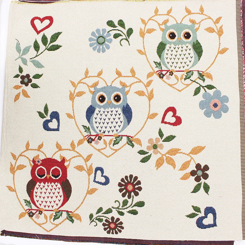 

6pcs Owl Pattern Polyester Cotton Fabric DIY Sewing Jacquard Cloth Home Textile Woven Telas Tecido