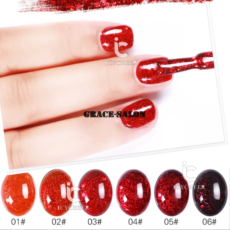 ICYCHEER гель для ногтей UV светодиодный Soak Off Гель лак длительный блеск красный цвет