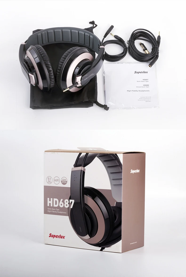 Superlux HD687 высококачественные Полуоткрытые мониторные наушники студийные стандартные динамические наушники для DJ pop и rock