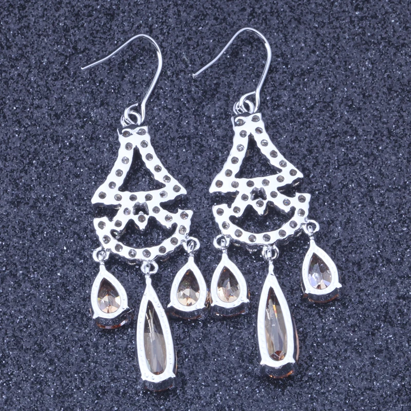 Высокое качество! Волшебные коричневые Кристальные серебряные серьги E390 |