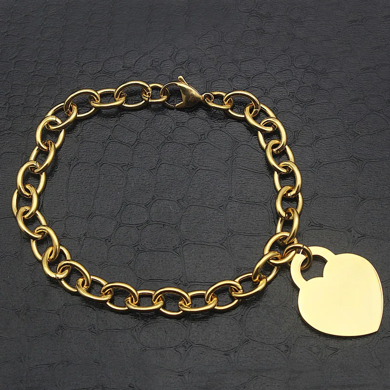 Женский винтажный браслет на цепочке золотого цвета с подвеской в форме сердца