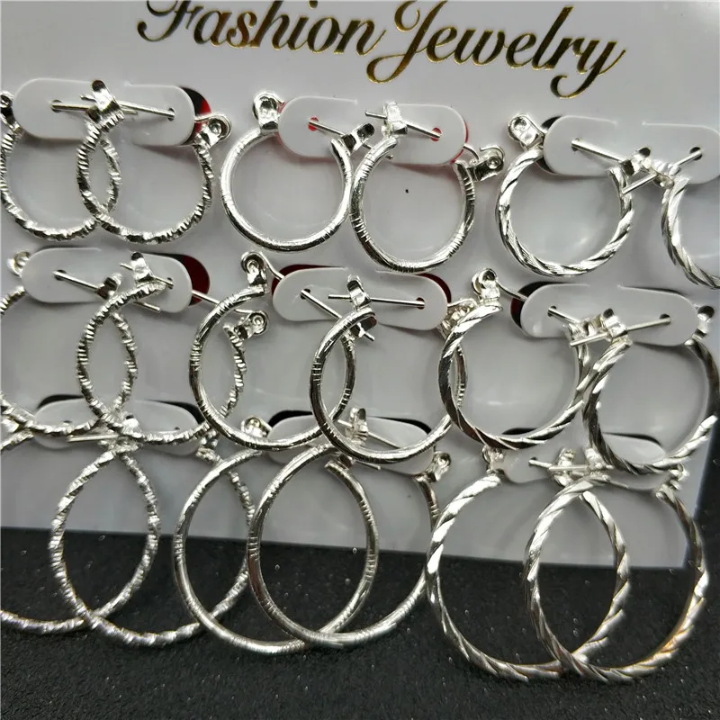 Случайный 9/18/27 пар/уп. обруч Earrrings Стиль малой золотой круглый серебряного цвета круг обруч Комплект сережек для женщин серьги в стиле «стимпанк»