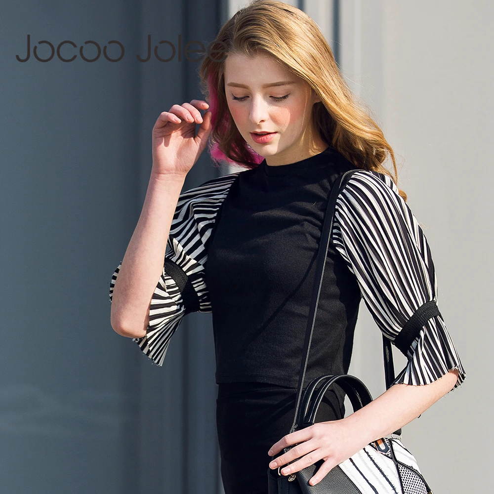 Женские офисные пуловеры Jocoo Jolee вязаные элегантные в полоску с расклешенными