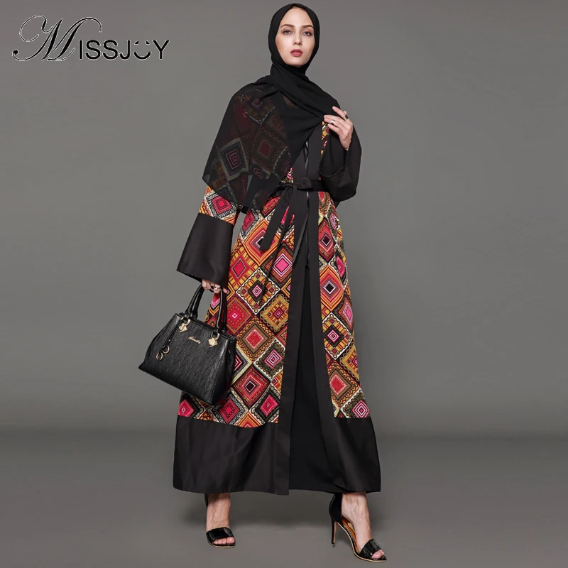 

MISSJOY Open Abaya Dubai Moroccan Luxury Kaftans Muslim Party Dresses Women robes printed cardigan Islamic Turkish Plus size 5XL