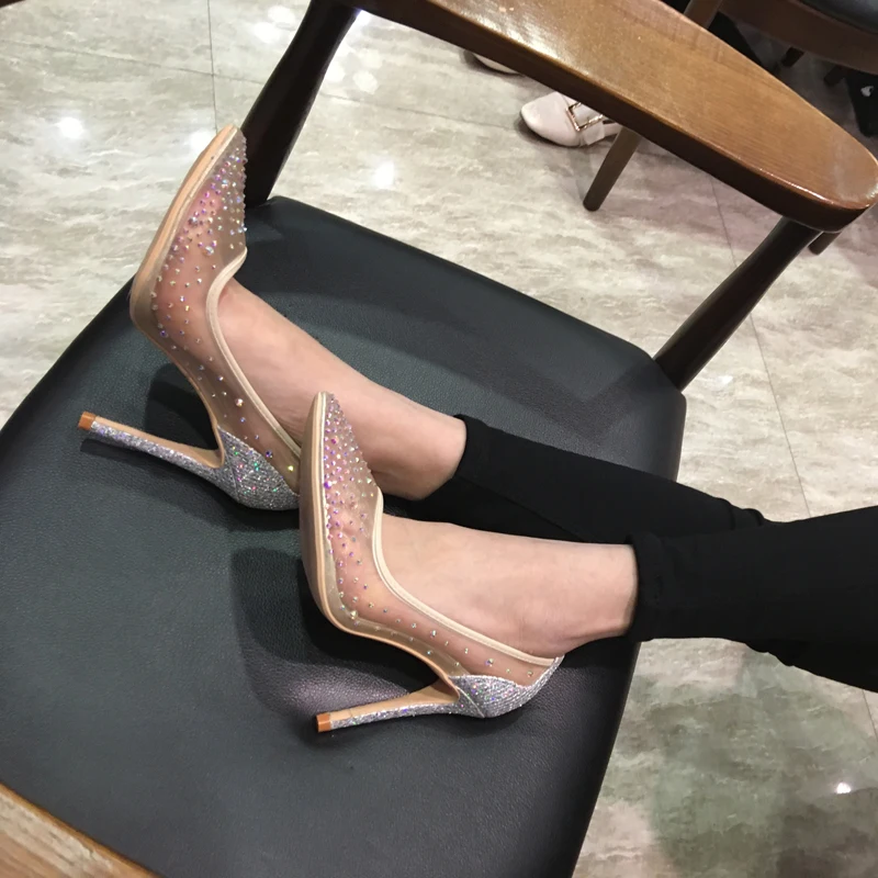 Туфли женские на высоком каблуке 10 см пикантные вечерние туфли-лодочки