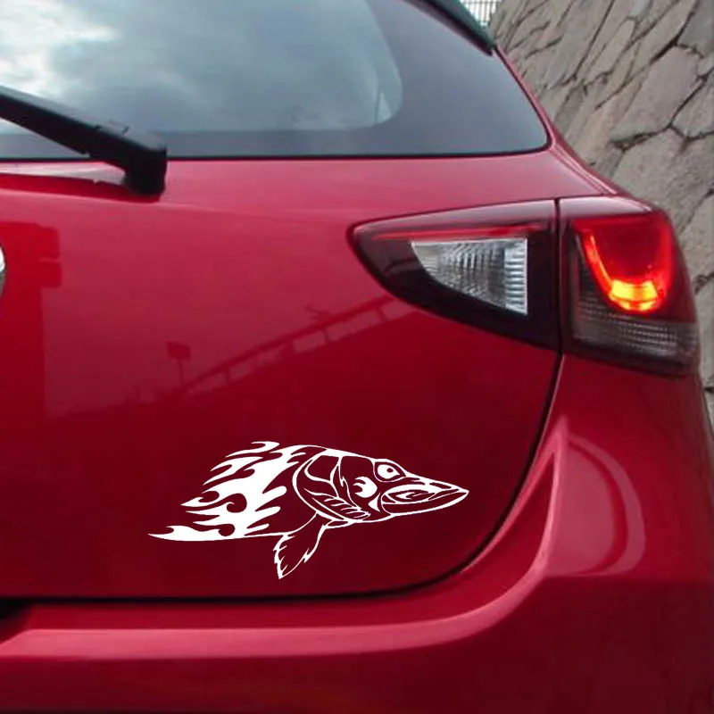 

YJZT 14cm*6cm Pike Flame Personality Vinyl High Quality Car Sticker Decals Black Silver C11-0253