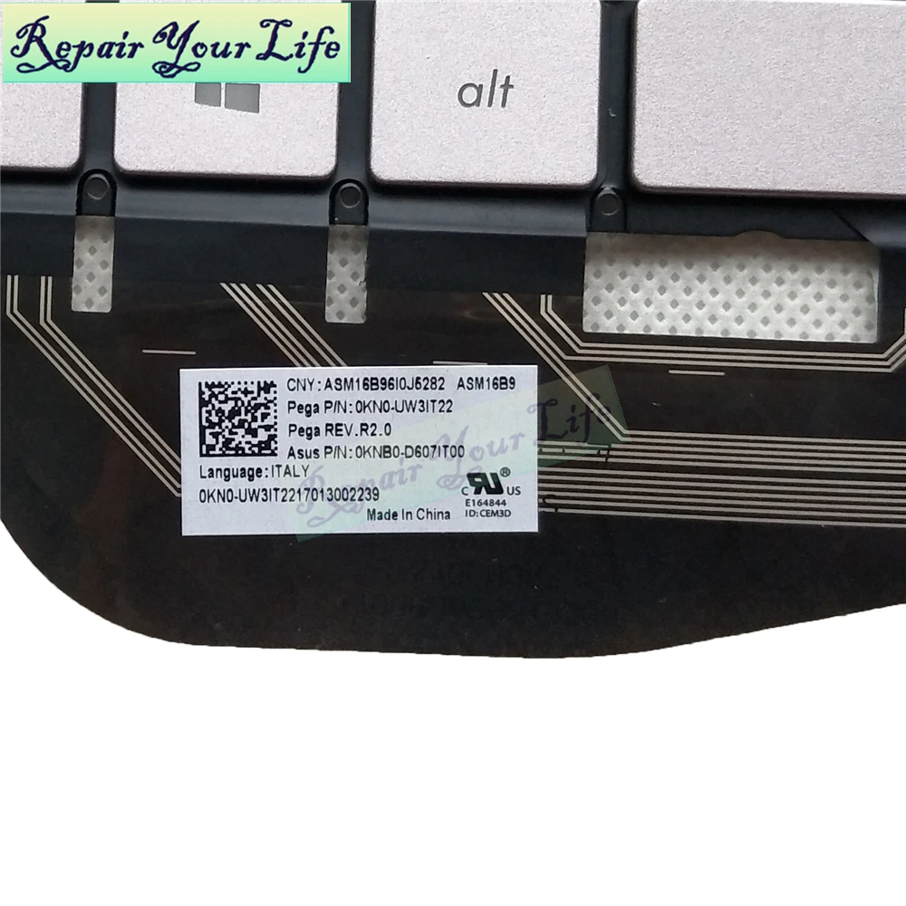 Repair You Life Клавиатура для ноутбука Asus ZenBook 3 UX390UA UX390 Италия макет его с подсветкой серебристо серый новая