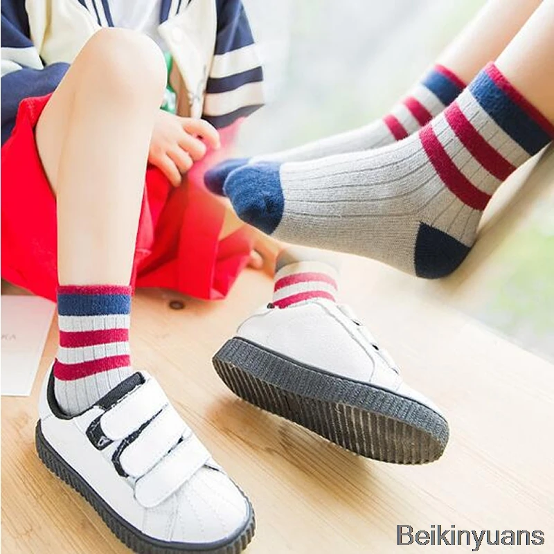 5 пар осенне зимних новых детских Хлопковых Носков для мальчиков и девочек