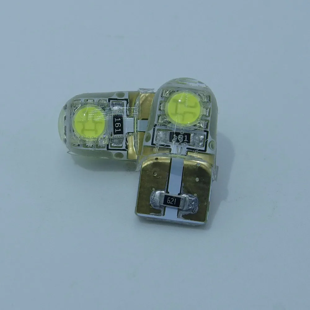 2 шт. T10 LED W5W светодиодные лампы белого цвета 194 168 RGB 5050 с коротким силиконовым