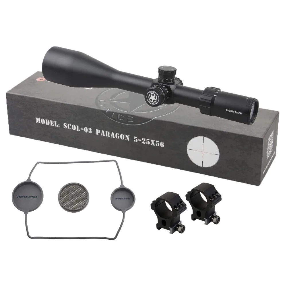 Vector Optics Paragon 5-25x56 Tactical 1/10 MIL Riflescope Sight with High Quality German Glass Reticle Honeycomb Sunshade Lock