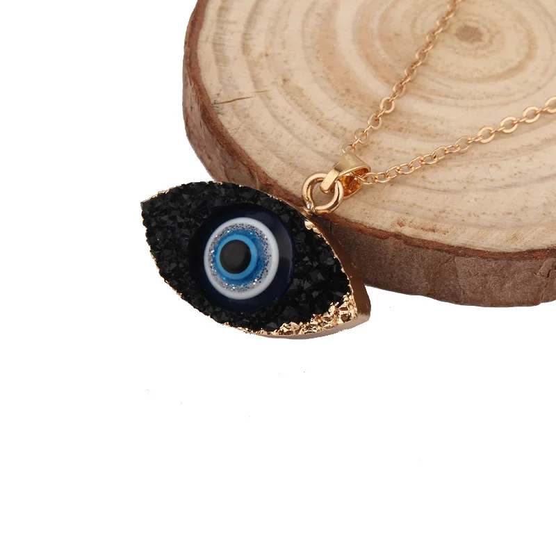 Ожерелье с подвеской из натурального камня druzy evil eyes длинная цепочка кристаллами