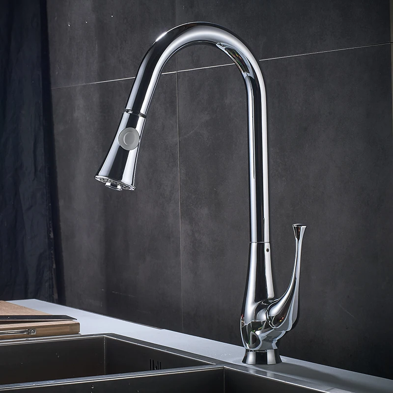 Наружный Поворотный кухонный кран ChromePull смесители с одной ручкой смеситель для