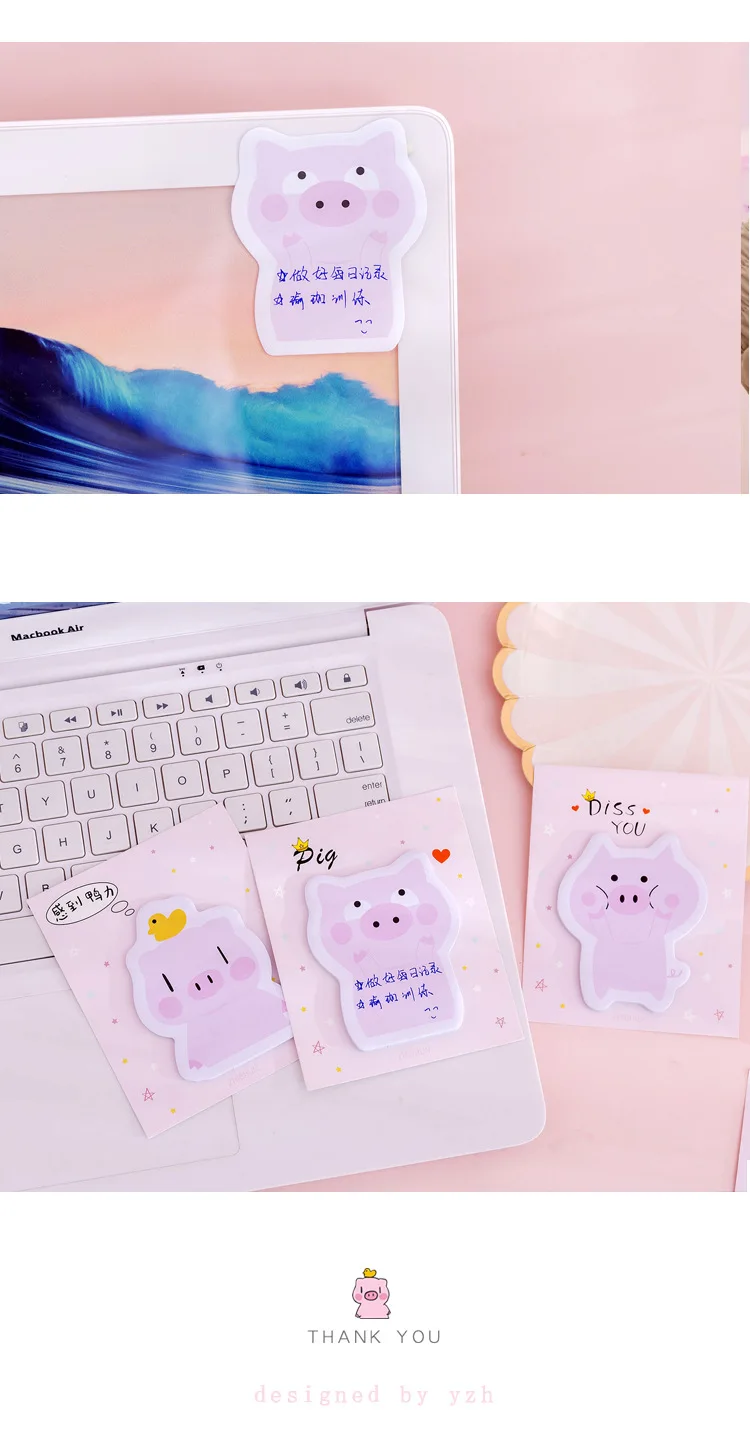 Милый розовый поросенок блокнот Kawaii клейкая бумага для заметок, Канцтовары стикер индекс выложен это планировщик стикер s блокноты офисные школьные принадлежности
