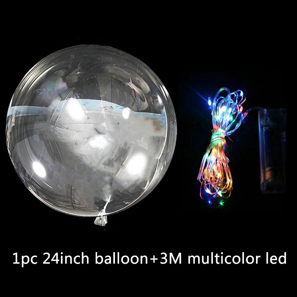 24inch led balloon Amawill 1 шт., 18/24 дюйма, светящиеся светодиодные шары, прозрачные баллоны с гелием, товары для дня рождения, свадьбы, Дня Святого Валентина, декор 75D - Цвет: 24inch led balloon