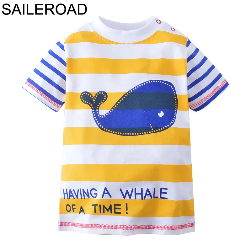2624 same picture SAILEROAD для детей 2-7 лет, топы для новорожденных мальчиков с изображением акулы и рыбы, футболки на лето, детские топы из хлопка для мальчиков и девочек - Цвет: 2624 same picture