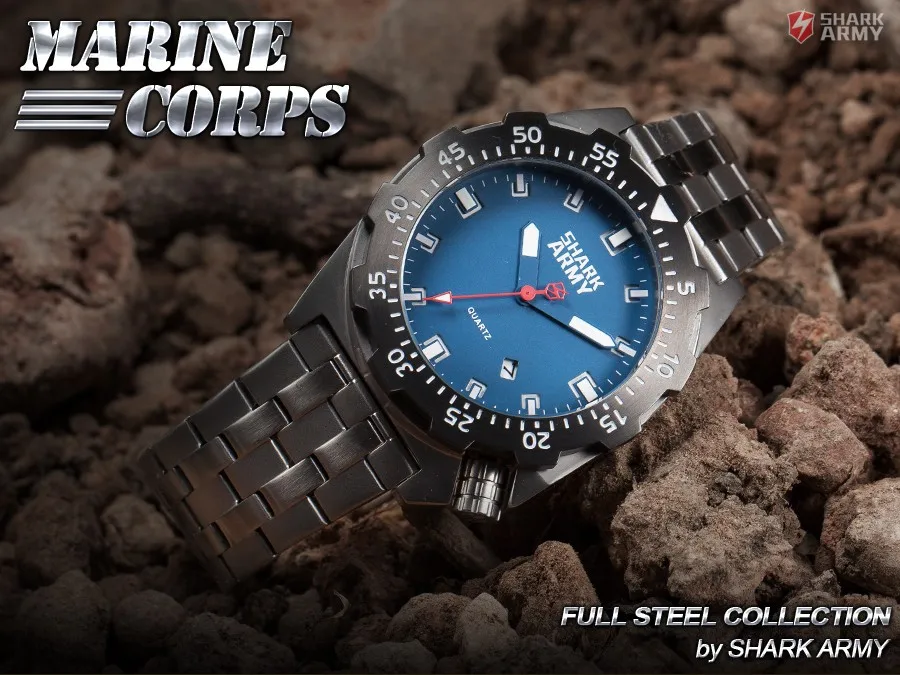 Army Shark, Топ бренд, мужские часы, светящиеся, 10 АТМ, водонепроницаемые, синие, для серфинга, военные, полностью Стальные кварцевые спортивные наручные часы/SAW188