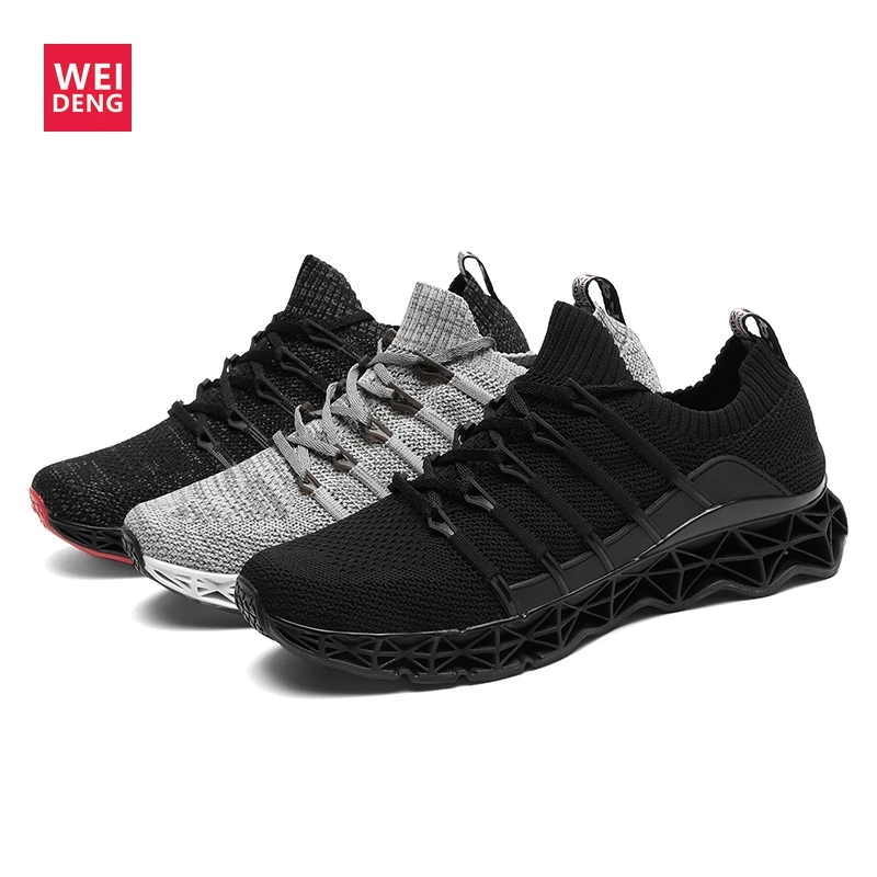 Мужские теннисные туфли WeiDeng повседневная обувь из эластичного материала с