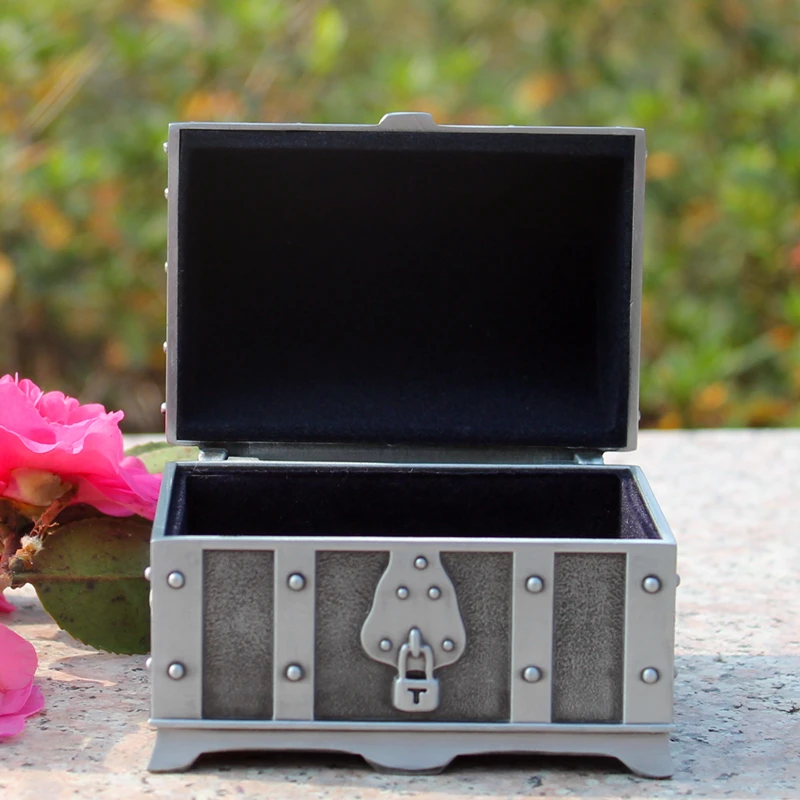 Pewter Прямоугольная форма металлический ящик для ювелирных изделий коробка