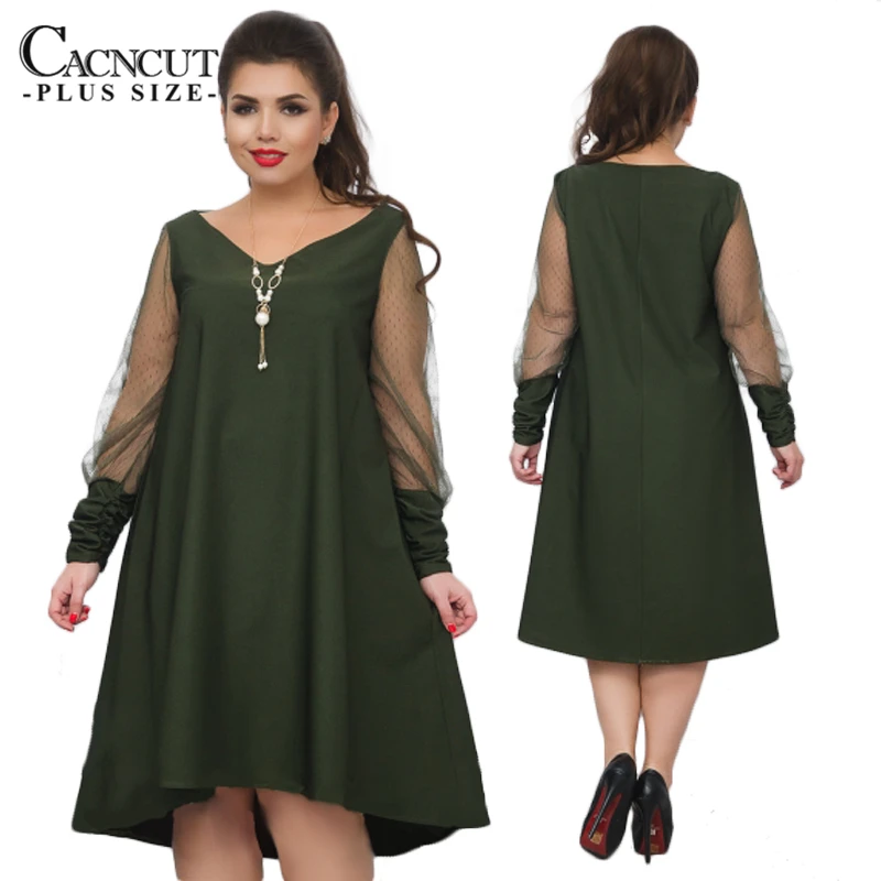 COCOEPPS 5XL 6XL свободное одноцветное женское платье с длинным рукавом больших размеров платья размера плюс Повседневные платья одежда больших размеров