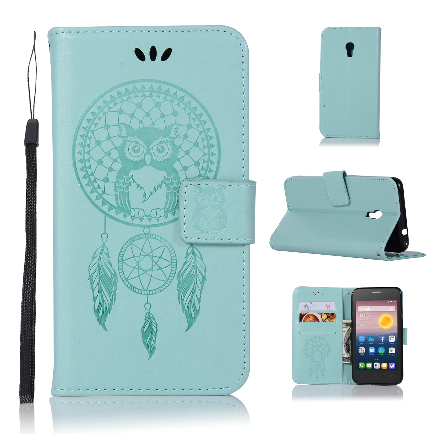 Сова Тиснением Бумажник чехол для Alcatel One Touch PIXI 4 (5 0) г кожаный откидная крышка PIXI4