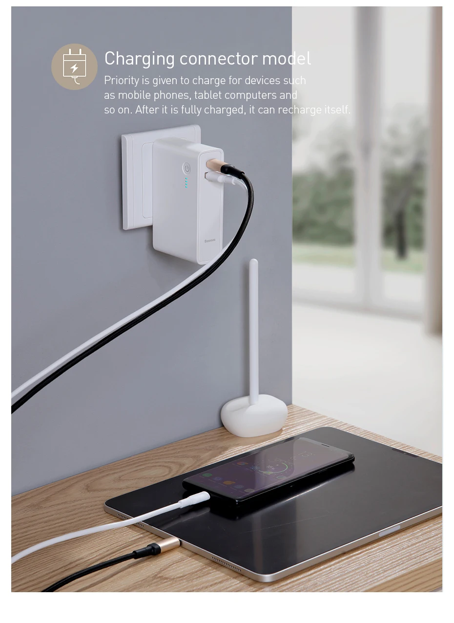 Baseus 10000 мАч USB зарядное устройство, внешний аккумулятор USB C PD 3,0 QC 3,0, быстрая зарядка 3,0, портативное Внешнее зарядное устройство