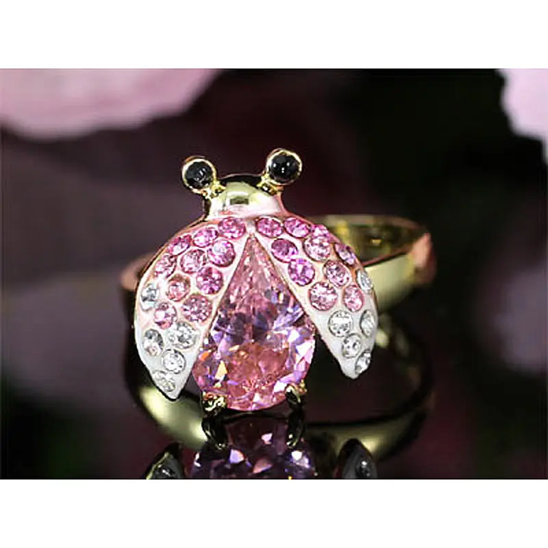 Павлин звезда 2 Чистый карат белый шампань розовый синий Божья коровка кольцо