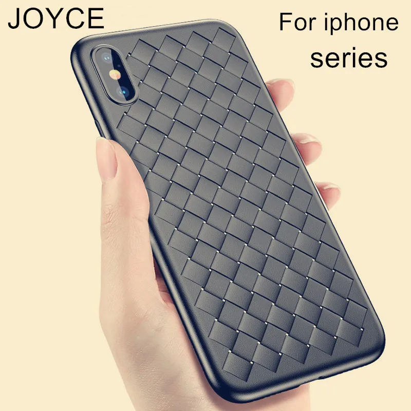 JOYCE Super Soft Phone Cases For iPhone 7 8 X XSMax Grid Luxury Case iphone 6 6s Plus XR XS Silicone Woven pattern Cover | Мобильные