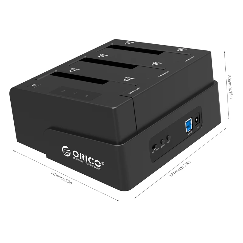 

ORICO USB 3.0 to SATA 3 Bay External HDD Docking Station for 2.5 3.5 inch HDD SSD With 3 bay With Clone Function 8TB*3 Support