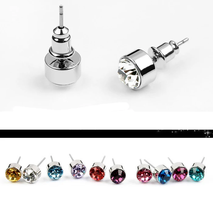 Malanda круглый кристалл от Swarovski Мода пирсинг Серьги-гвоздики для Для женщин Девушка подарок свадебный Серьги Jewelry 11 цветов