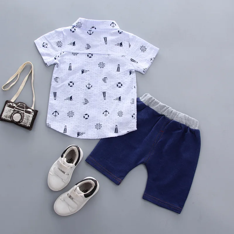 Lovely Cartoon Printed Kids Clothing 2pcs Baby Boys Clothes Sets Short Sleeve T Shirt+Pants Fashion Child Boy Outfit Suits Z481 | Детская