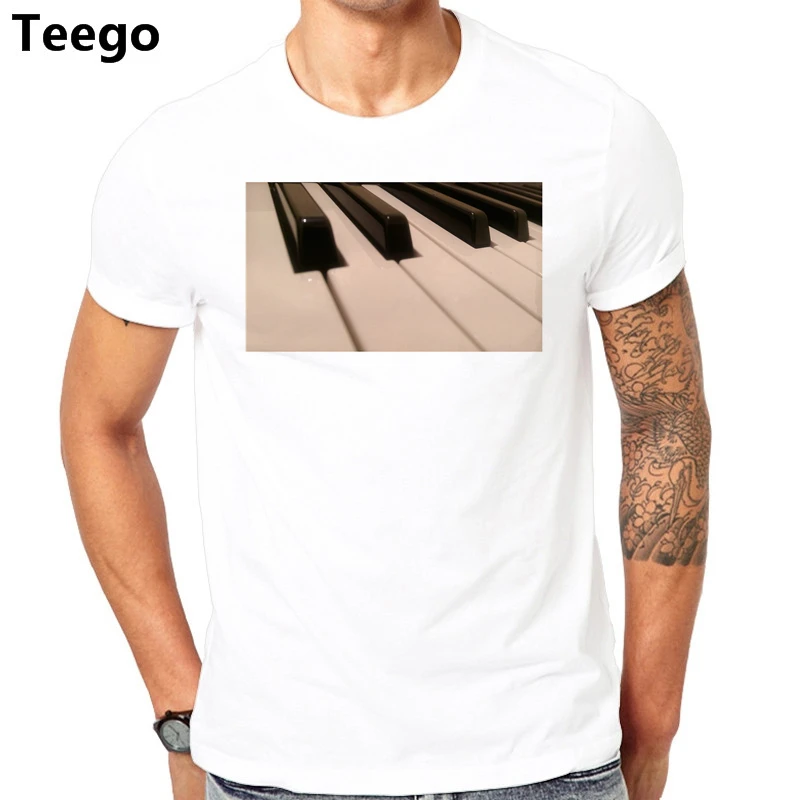 2018 New Fashion Brand Clothing Design Tee Shirt Piano Keys Black Youth T-Shirt Printed t shirt Men Casual Tops | Мужская одежда