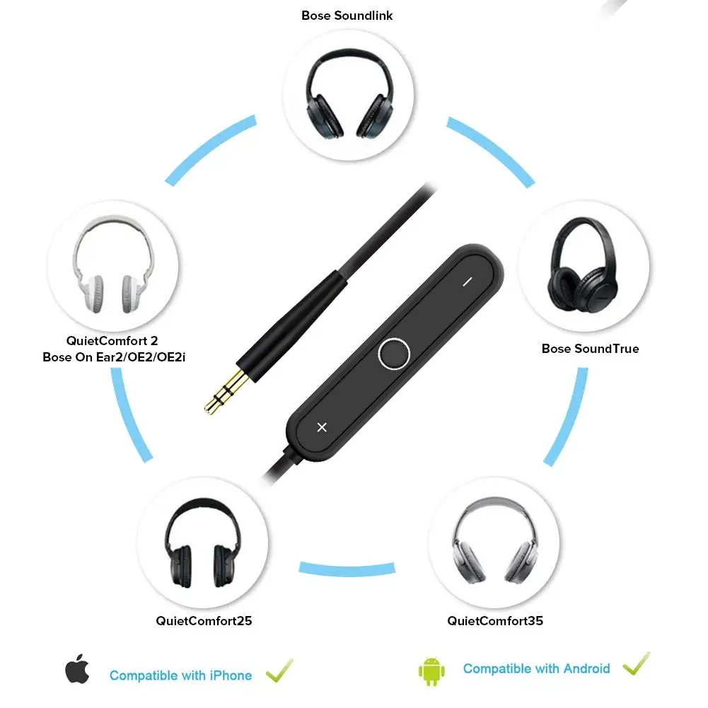 Беспроводной Bluetooth сменный кабель с микрофоном Регулятор громкости микрофон для Bose QC35/QC25/QC2/OE2 аудиокабель для наушников