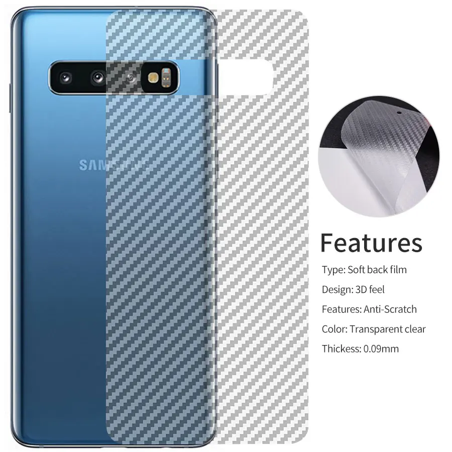 5 шт. Защитная пленка для задней панели из углеродного волокна Samsung Galaxy S10 S9 S8 A8 Plus