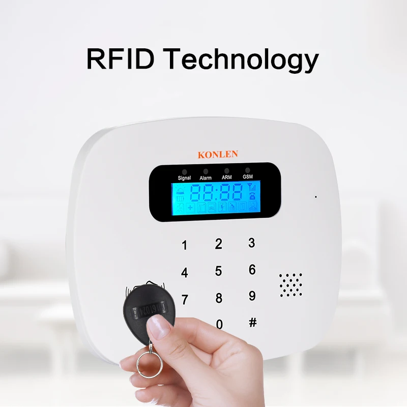 KONLEN Беспроводная GSM домашняя охранная sms сигнализация Голосовая RFID Проводная