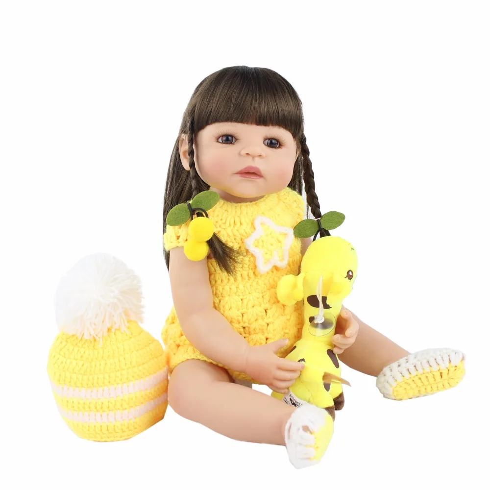 55 см полный Силиконовый Reborn Baby Doll игрушка для девочек Новорожденные длинные волосы принцесса малыш живые Младенцы Реалистичная классическая игрушка