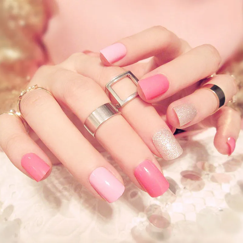 24 шт./кор. Гвозди Советы Предварительно Дизайн Розовый Накладные ногти советы с