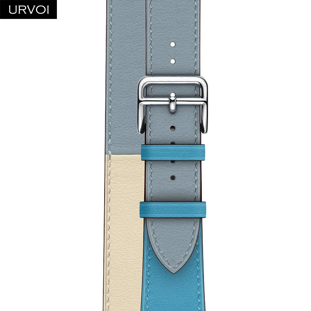 Bleu Lin C B URVOI двойной тур группа для Apple Watch series 5 4 3 2 1 ремешок для iwatch сверхдлинный ремень высокого качества из натуральной кожи петлевой - Цвет ремешка: Bleu Lin C B