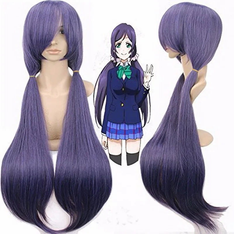Lovelive Nozomi Tojo Длинный фиолетовый косплей парик синтетические волосы Хэллоуин