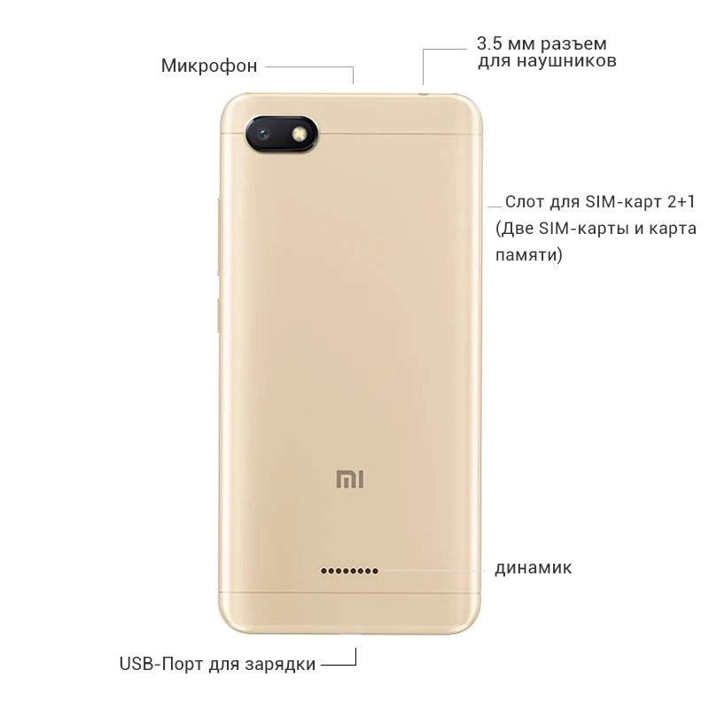 Глобальная версия Оригинальный Xiaomi Redmi 6A 6 2 GB Оперативная память 32 ГБ Встроенная
